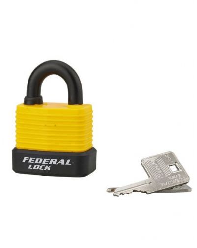 Lacat de exterior, cu cheie, Bumper, 45 mm, galben - 1