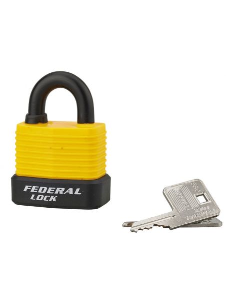 Lacat de exterior, cu cheie, Bumper, 45 mm, galben - 1