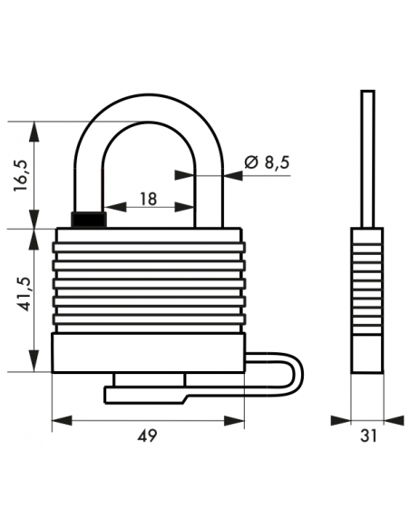 Lacat de exterior, cu cheie, Bumper, 45 mm, galben - 2
