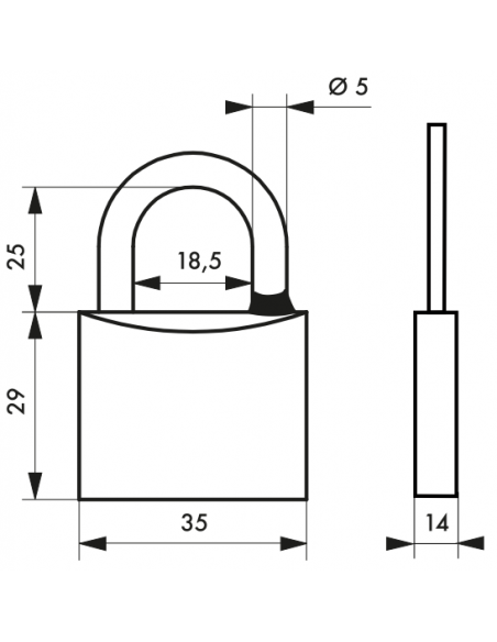 Lacat de exterior Mach 3, 35 mm, 3 chei, alama lustruita - 2
