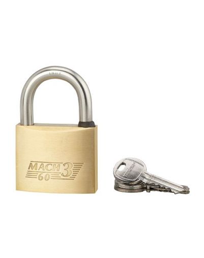 Lacat de exterior Mach 3, 60 mm, 2 chei, alama lustruita - 1