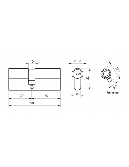 Cilindru usa / butuc standard, 30 x 60 mm, Trafic 6 inalta securitate - 2