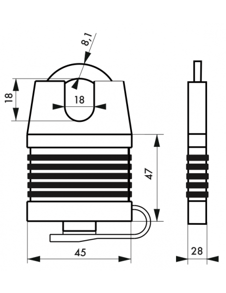 Lacat de santier, cu cheie, Docker, 45 mm - 2