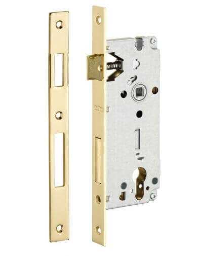 Broasca usa intrare, ingropata, 45 x 85 mm, pt. cilindru profil european, zincat - potrivita pt. usa lemn - 1