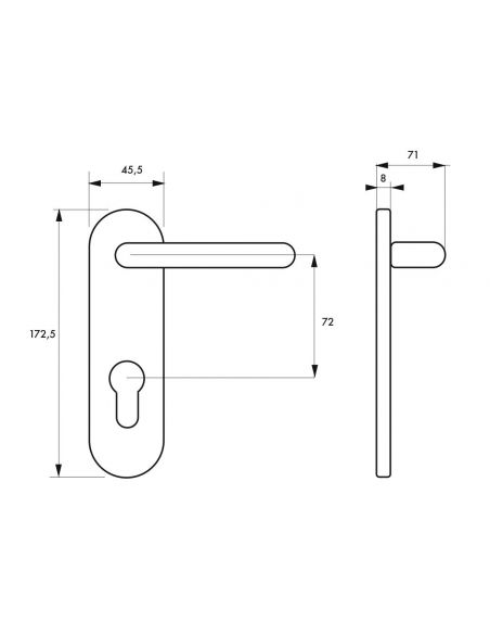 Manere cu placi, pentru broasca ingropata rezistenta la temperaturi inalte, 65 x 72 mm - 2