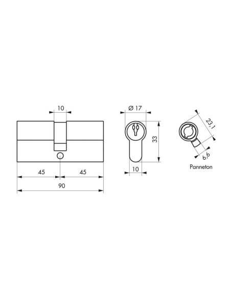 Butuc usa 45 x 45 mm, standard, ECO, 3 chei - 2