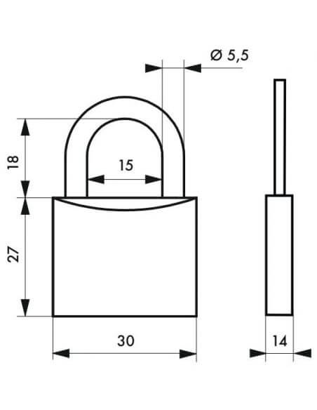 Lacat cu cheie, ASTROLOCK, 30 mm (leu), THIRARD - 2