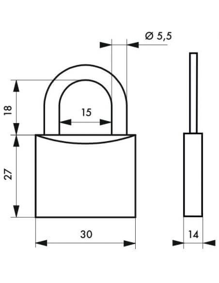 Lacat cu cheie, EXTRA LOCK, 30 mm (Electricom), THIRARD - 2