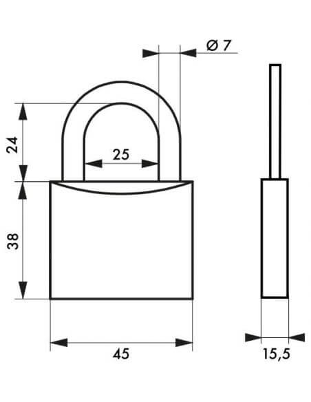 Lacat cu cheie, TYPE 1, 45 mm, THIRARD - 3