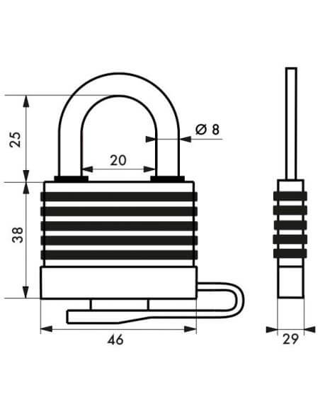 Lacat de exterior, cu cheie, SLICE, 40 mm, diverse culori, THIRARD - 2