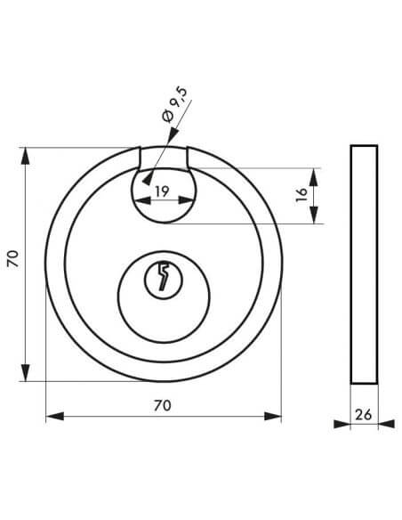 Lacat de exterior, cu cheie, ASTRA, 70 mm, THIRARD - 2