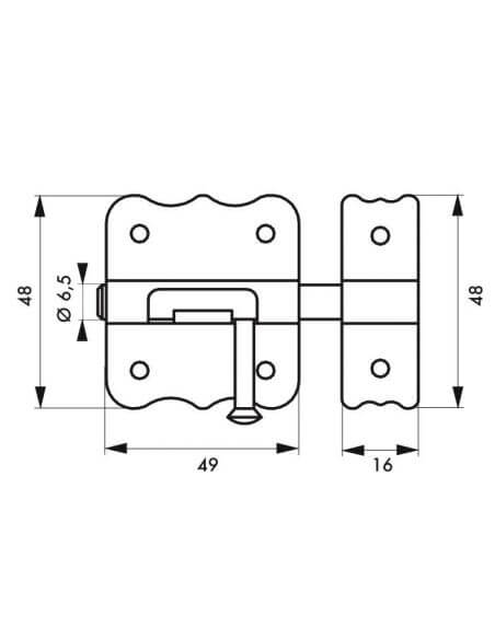 Zavor usa mobilier, aplicat, 40 mm, cu bolt plat, zincat, THIRARD - 2