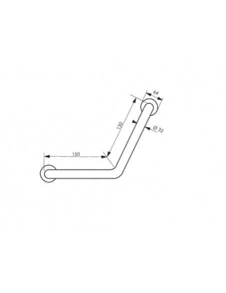 Bara de sustinere unghi 135° ø32mm l.350mm - otel inoxidabil lustruit, THIRARD - 2