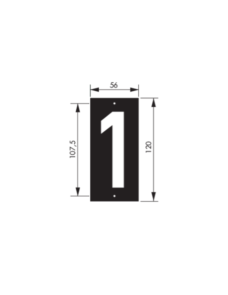 Placuta de semnalizare 56 x 130 mm cifra "0" - prindere prin insurubare, THIRARD - 2
