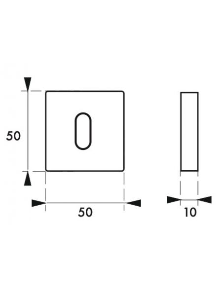 Pereche de rozete patrate 50x50 cu orificiu pentru cheie, negru mat, THIRARD - 2