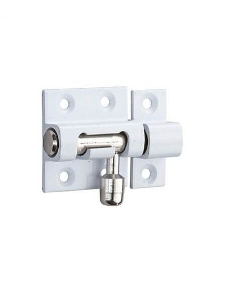 Zavor usa mobilier, aplicat, 30 mm, bolt rotund 8 mm, alama, alb lacuit, THIRARD - 1