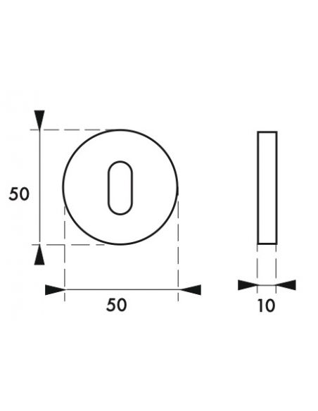 Pereche de rozete ø 50 mm cu orificiu pentru cheie, finisaj crom satinat, THIRARD - 2
