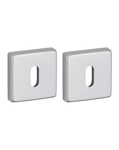 Pereche de rozete patrate VELES 50x50 cu orificiu pentru cheie, finisaj argintiu F1, THIRARD - 1