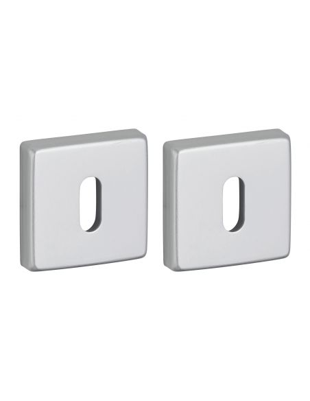 Pereche de rozete patrate VELES 50x50 cu orificiu pentru cheie, finisaj argintiu F1, THIRARD - 1