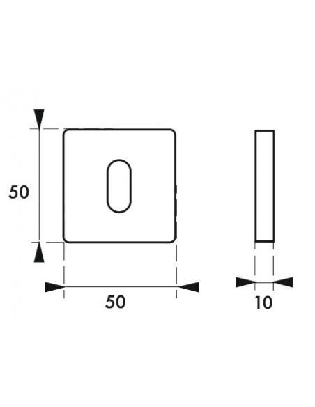 Pereche de rozete patrate VELES 50x50 cu orificiu pentru cheie, finisaj argintiu F1, THIRARD - 2