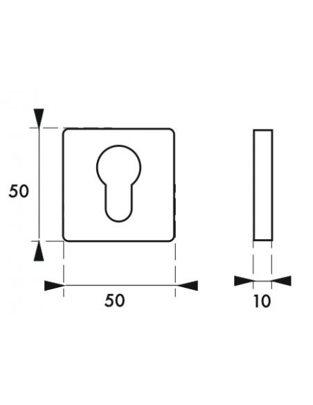Pereche de rozete patrate VELES 50x50 cu profil de cilindru, finisaj argintiu F1, THIRARD - 2