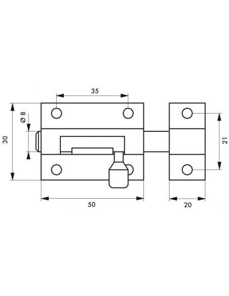 Zavor usa mobilier, aplicat, 50 mm, bolt rotund, 8 mm, alama, alb lacuit, THIRARD - 2