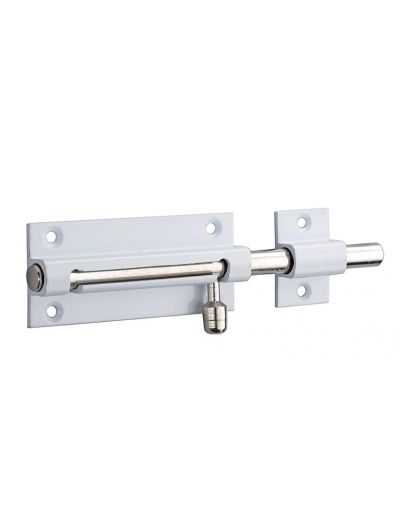 Zavor usa mobilier, aplicat, 70 mm, bolt rotund 8 mm, alama, alb lacuit, THIRARD - 1