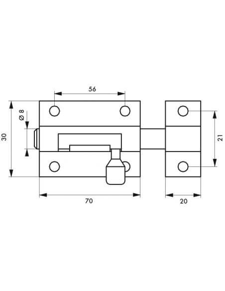Zavor usa mobilier, aplicat, 70 mm, bolt rotund 8 mm, alama, alb lacuit, THIRARD - 2
