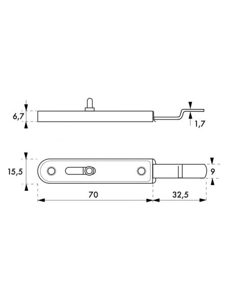 Zavor alsacian 75 x 15 mm cu bolt cotit, THIRARD - 4
