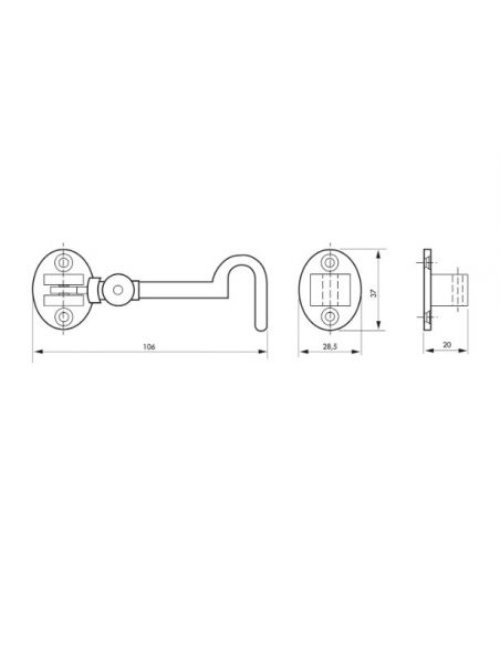 Carlig pentru usa, nichelat, 100 mm, THIRARD - 3