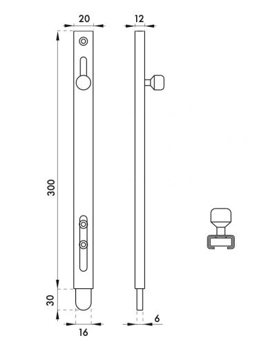 Zavor vertical usor, de insurubat, 300 mm, THIRARD - 1