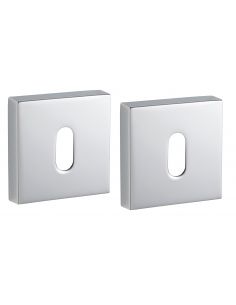 Pereche de rozete patrate 50x50 cu orificiu pentru cheie, crom lucios, THIRARD - 1