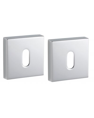Pereche de rozete patrate 50x50 cu orificiu pentru cheie, crom lucios, THIRARD - 1