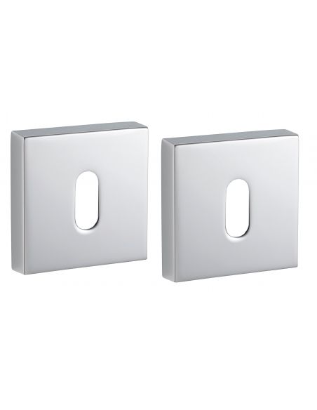 Pereche de rozete patrate 50x50 cu orificiu pentru cheie, crom lucios, THIRARD - 1