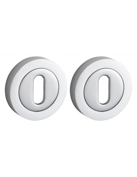 Pereche de rozete ø 50 mm cu orificiu pentru cheie, finisaj crom satinat, THIRARD - 1