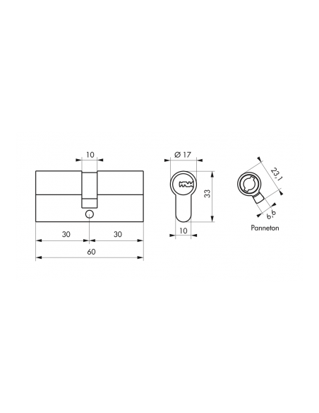 Cilindru cu profil european Trafic 6, 30x30 mm, nivel inalt de securitate - Thirard - 2