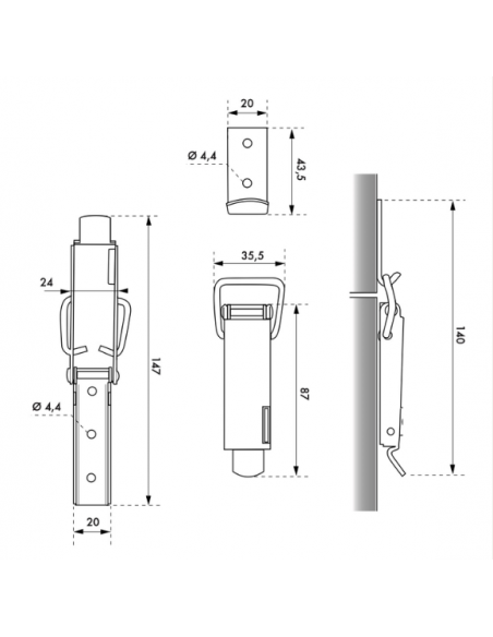Inchizatoare cu parghie, h 70 mm, THIRARD - 2