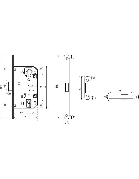 Broasca pentru usa cu cheie 50 x 90 mm, finisaj bronz, THIRARD - 6