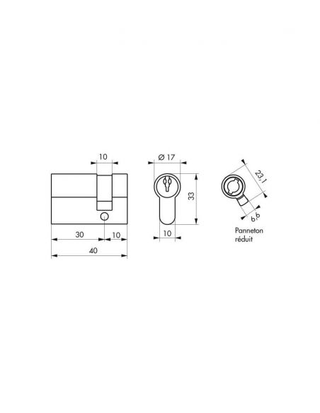 Semicilindru Cheie Unica cu profil european 30 x 10 mm, STD, nichelat - 2