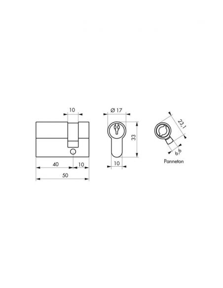 Semicilindru Cheie Unica cu profil european 40 x 10 mm, STD, nichelat - 2