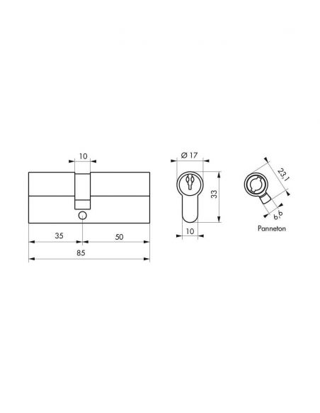 Cilindru Cheie Unica cu profil european 35 x 50 mm, STD, nichelat - 2