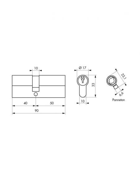 Cilindru Cheie Unica cu profil european 40 x 50 mm, STD, nichelat - 2