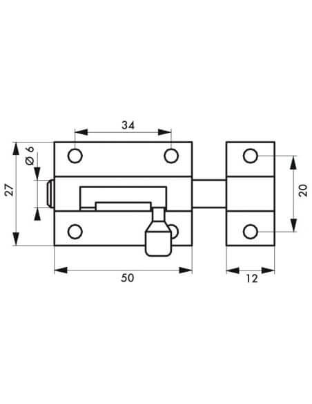 Zavor usa mobilier, aplicat, 50 mm, bolt rotund, 6 mm, inox, THIRARD - 2