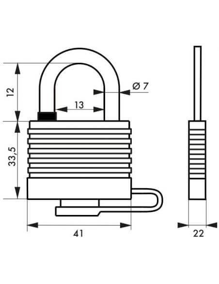 Lacat de exterior, cu cheie, SEA LINE, 35 mm, anti-soc, diverse culori, THIRARD - 2