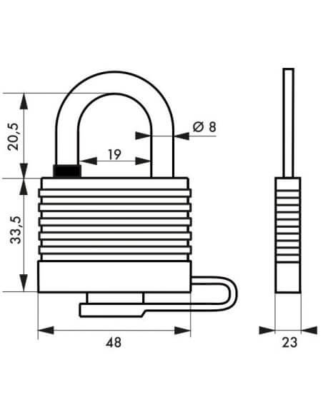 Lacat de exterior, cu cheie, SEA LINE, 40 mm, anti-soc, diverse culori, THIRARD - 2