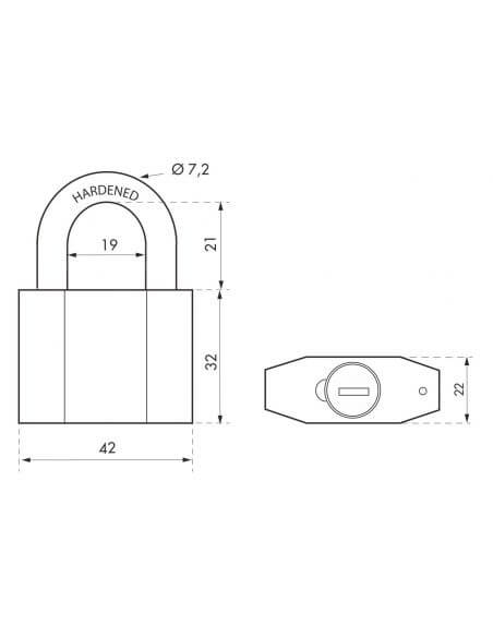 Lacat de exterior, cu cheie, OCTO, 40mm, THIRARD - 2