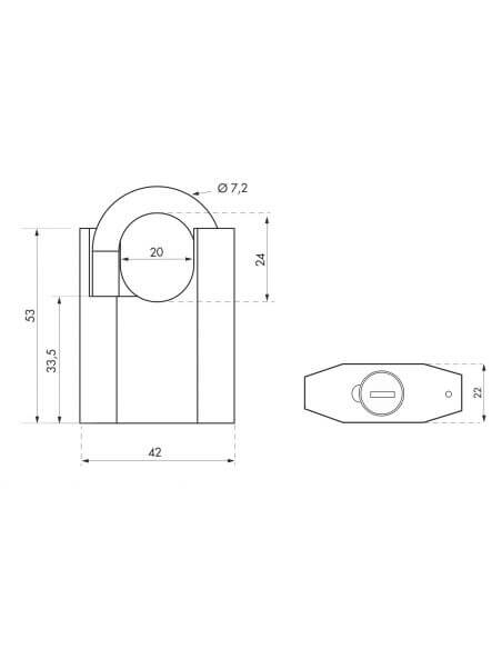 Lacat de exterior, cu cheie, OCTO-P, 40mm, THIRARD - 2