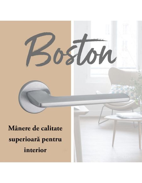 Manere pe rozeta BOSTON, crom satinat - 4