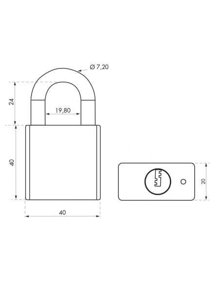 Lacat de exterior, cu cheie, RINOX, 40 mm, THIRARD - 2